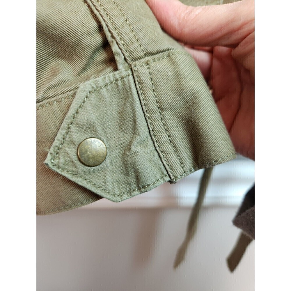 Lucky Brand Womens/Mens Military Field Jacket Hood Full Zip Olive Green Y2K - Picture 2 of 9